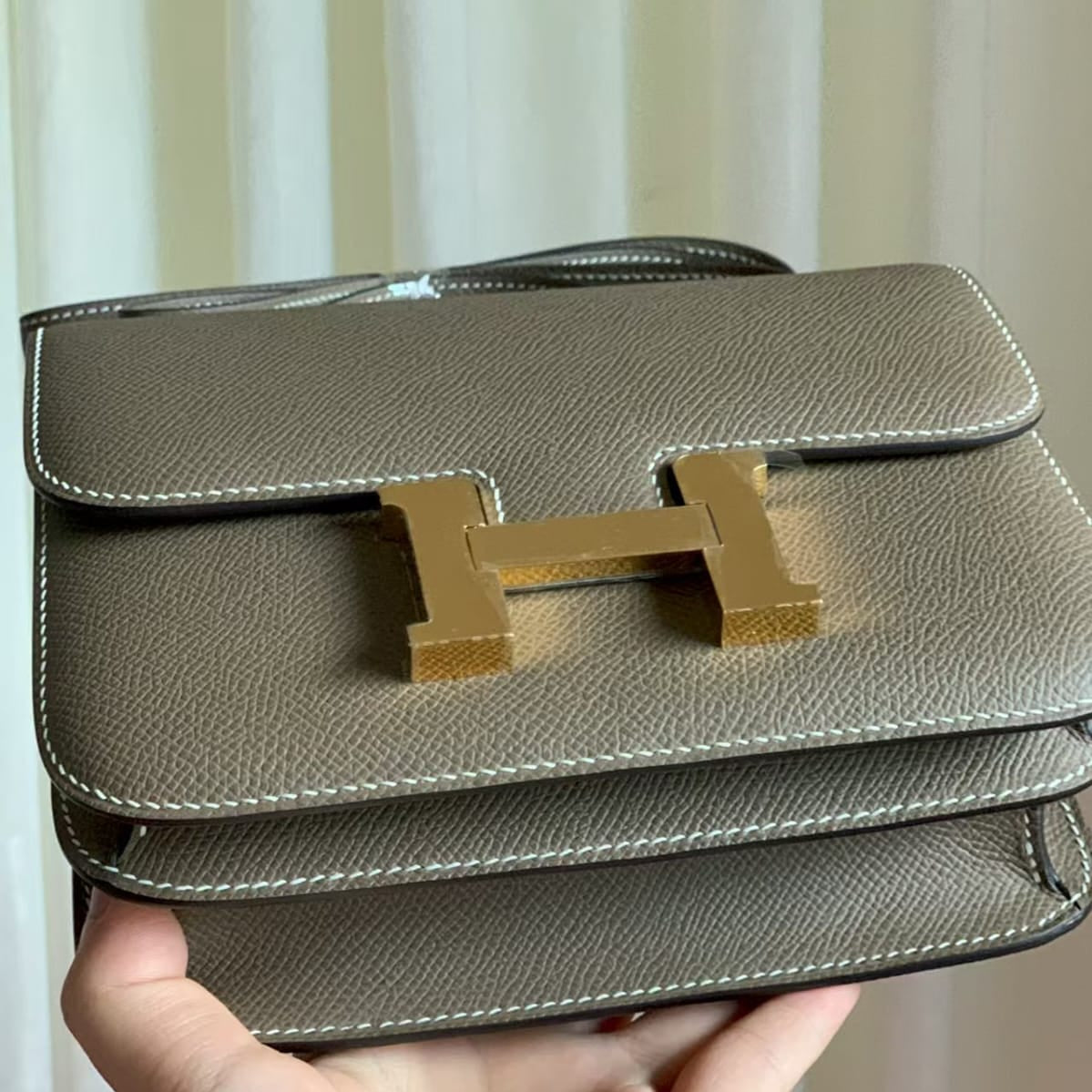 Hermès Constance 18 Epsom Leather Etain with Rose Gold Hardware  Pre-Owned Authentic