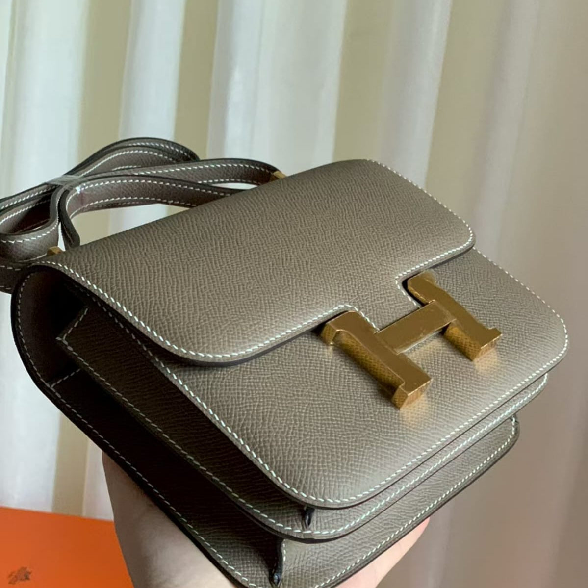 Hermès Constance 18 Epsom Leather Etain with Rose Gold Hardware  Pre-Owned Authentic