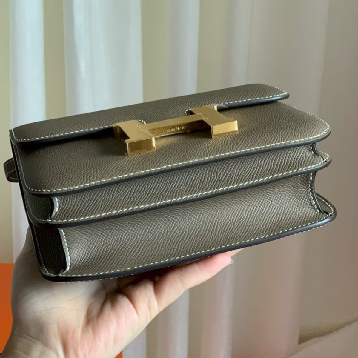Hermès Constance 18 Epsom Leather Etain with Rose Gold Hardware  Pre-Owned Authentic