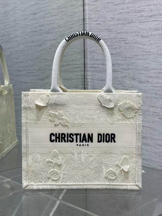 Dior Book Tote Small Bag  Butterfly Embroidery Canvas  Pre-Owned Authentic