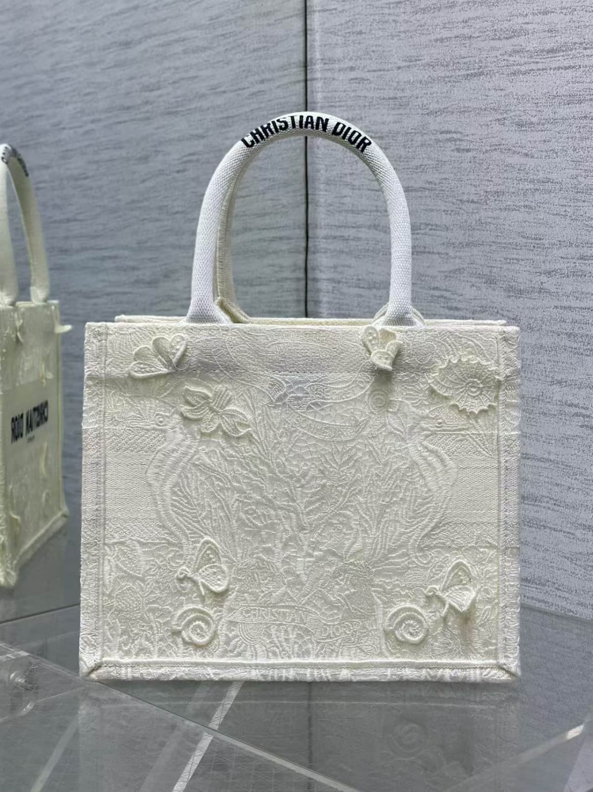 Dior Book Tote Small Bag  Butterfly Embroidery Canvas  Pre-Owned Authentic