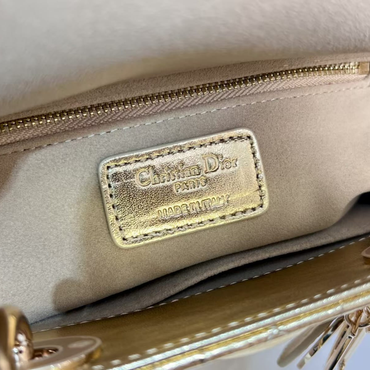 Dior Lady Dior Bag – Metallic Gold Lambskin Cannage – Pre-Owned Authentic