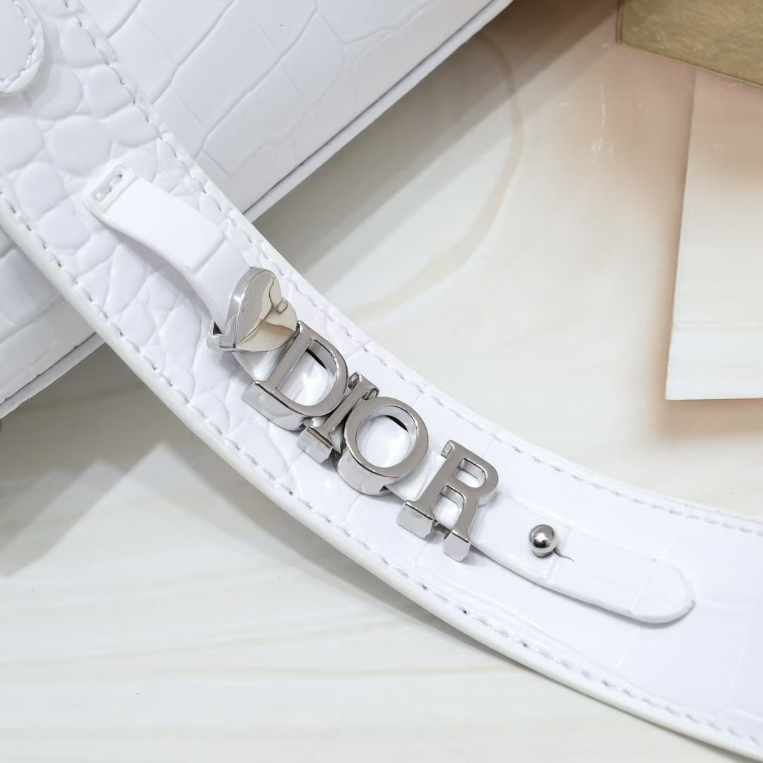 Dior Lady Dior Small Bag  White Alligator with Gold Hardware  Pre-Owned Authentic
