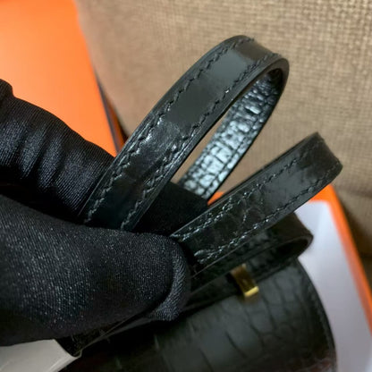 Pre-Owned Authentic - Hermes Constance 18 in Black Shiny Alligator with Gold Hardware