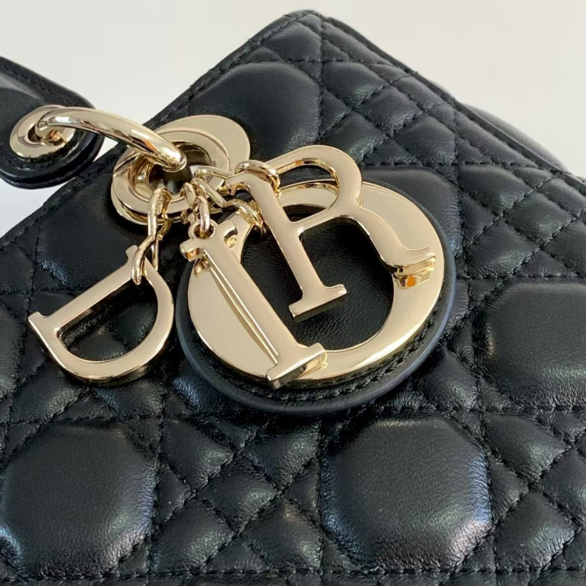 Dior Lady Dior Medium Bag – Black Cannage Lambskin with Pale Gold Hardware – Pre-Owned Authentic