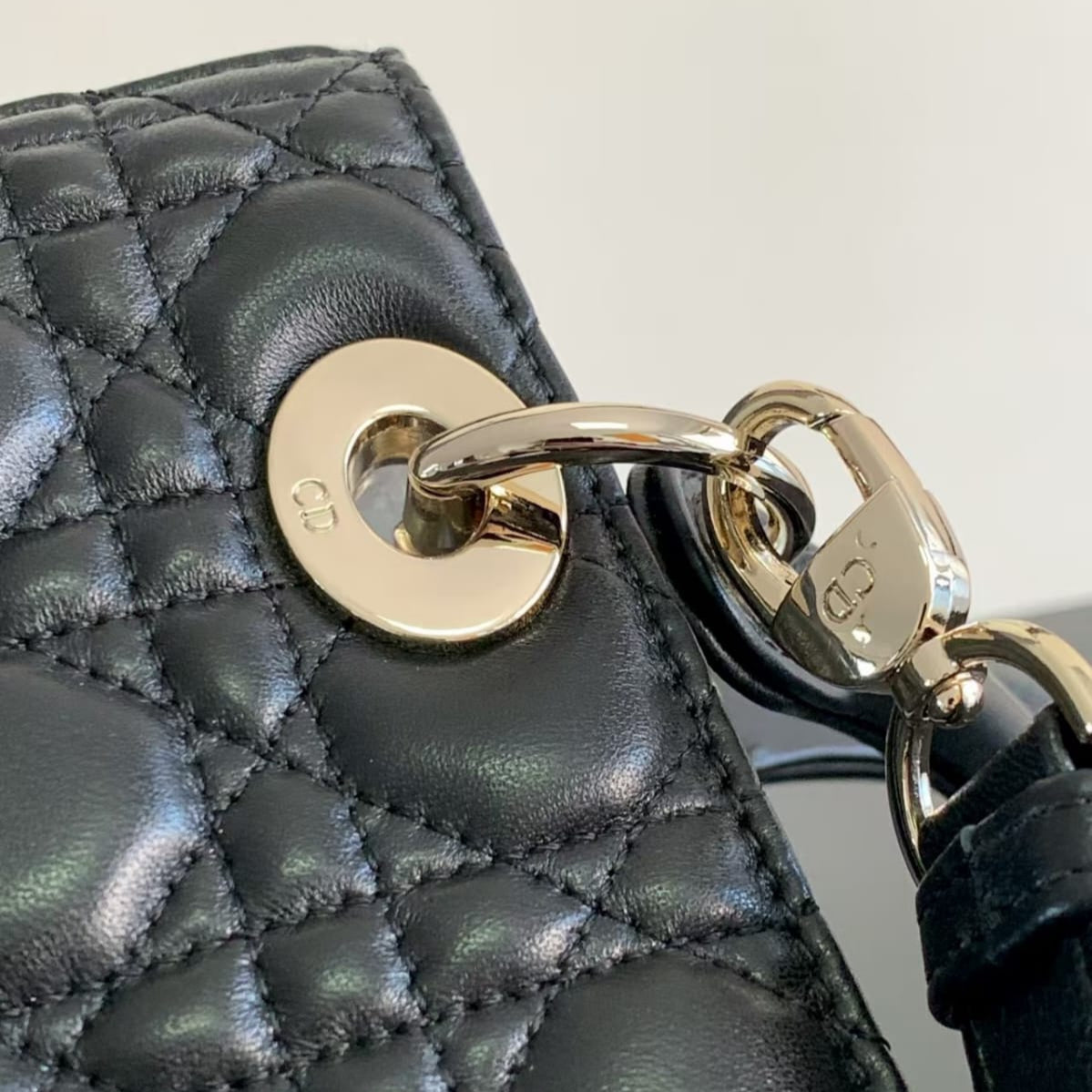Dior Lady Dior Medium Bag – Black Cannage Lambskin with Pale Gold Hardware – Pre-Owned Authentic