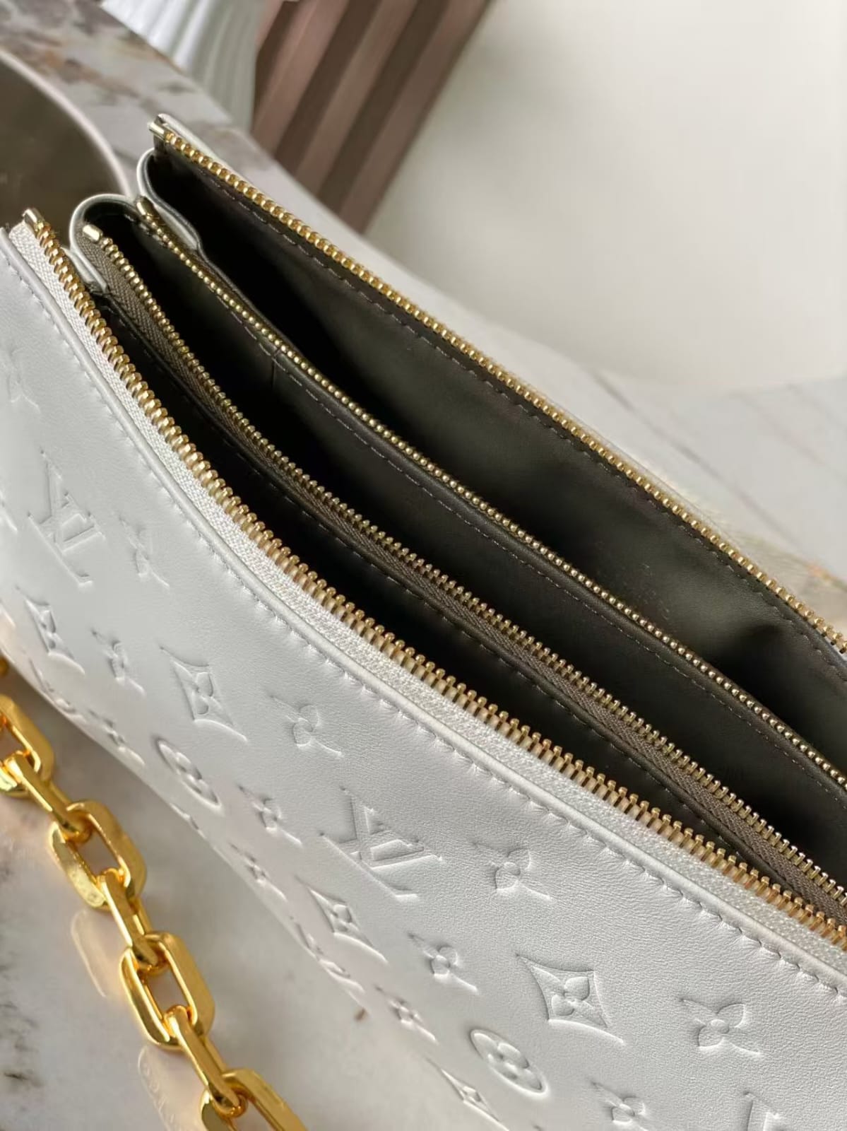 Pre-Owned Authentic White Small Coussin PM