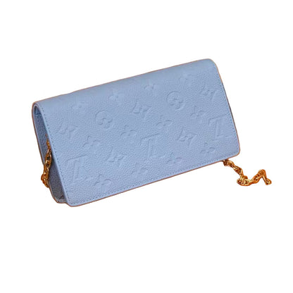 M46919 Pre-Owned Authentic Louis Vuitton Wallet On Chain Ivy Blue with Authentic RFID Tag
