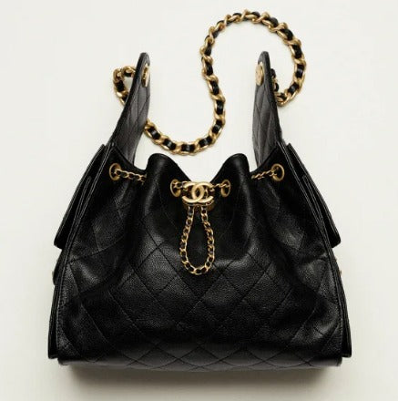 Chanel Small Caviar Leather 25 Handbag Black Pre-Owned Authentic