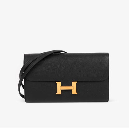 Herms Constance Long To Go Wallet in Black Epsom with Gold Hardware – Pre-Owned Authentic