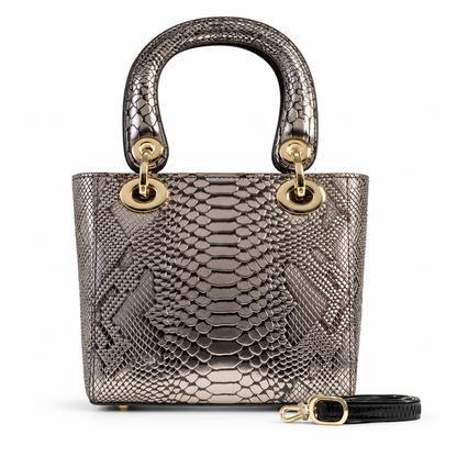 Mini Galina Silver Enamel Calfskin Mini Handbag BH30-1889SIL front view
