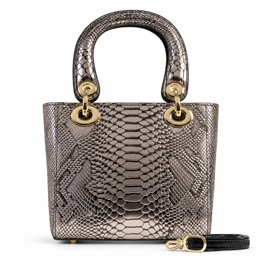 Mini Galina Silver Enamel Calfskin Mini Handbag BH30-1889SIL front view