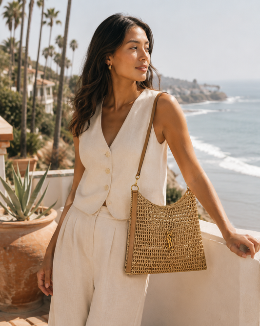 Saint Laurent Oxalis Bag in Raffia Macrame - Pre-owned Authentic