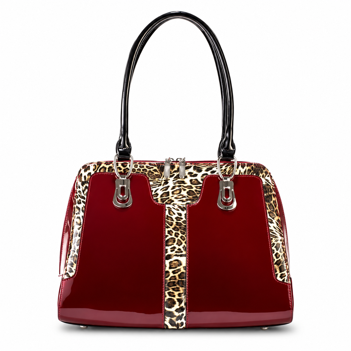 Diana Red Leopard Print Calfskin Handbag front view