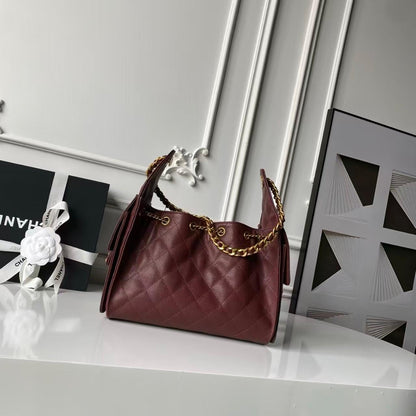 Chanel 25 Small Hobo – Burgundy Calfskin  back view