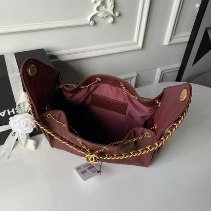 Chanel 25 Small Hobo – Burgundy Calfskin  interior view
