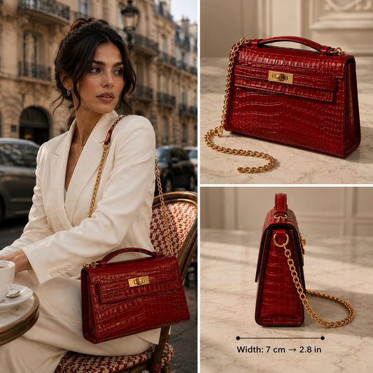 Pre-Owned Authentic - Hermes Kelly Pochette Red
