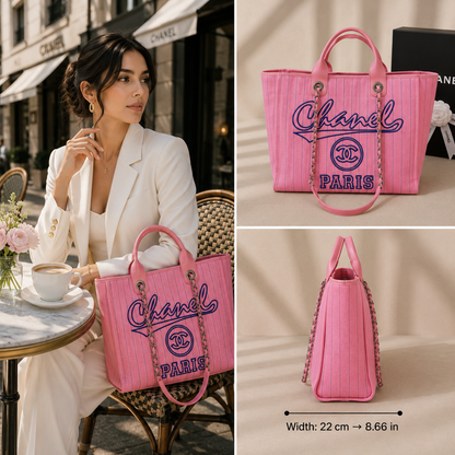 Chanel Large Deauville Tote in Pink - Pre-Owned Authentic