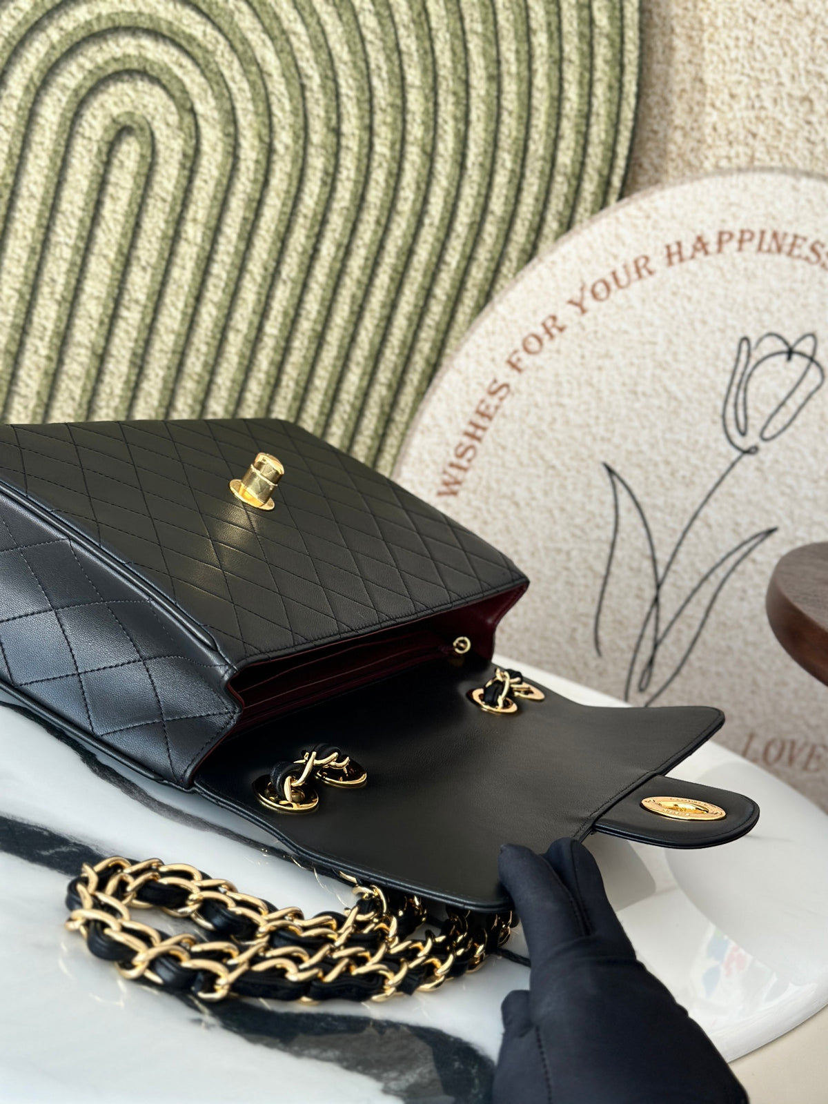 Chanel Vintage Classic Flap Bag leather detail