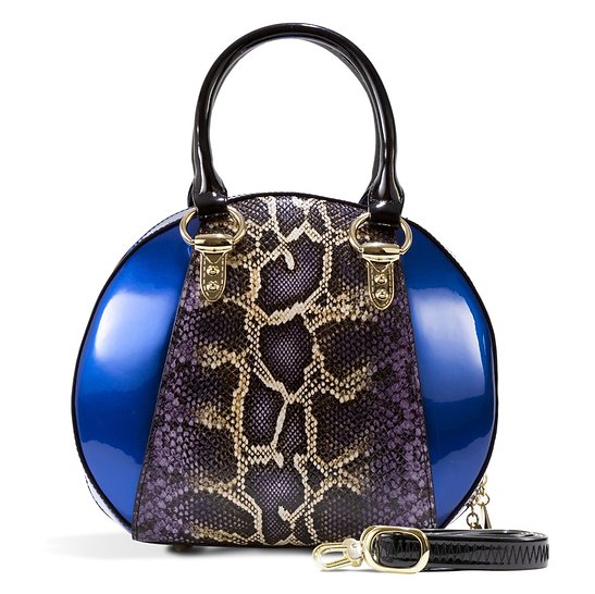 Svetlana Version 2 Python Print (Blue)Leather Handbag B15-0293BLU
