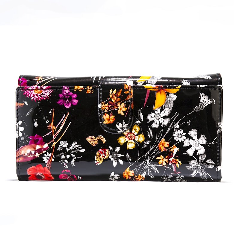 Night Blossom Flower Print - Large Leather Wallet WBH93-01