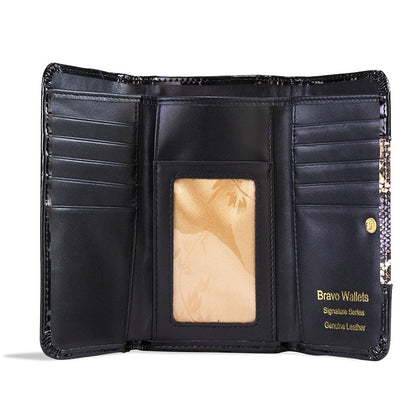 Python Print Black- Medium-Leather Wallet WB-502BLK