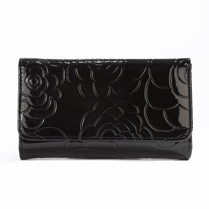 Black Wallet Flower Print Wallet  - Medium WB1-02B