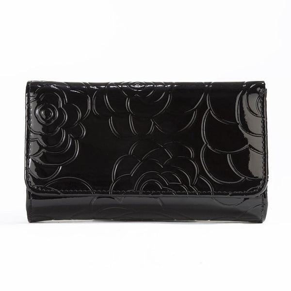 Black Wallet Flower Print Wallet  - Medium WB1-02B