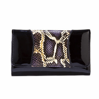 Python Print Black- Medium-Leather Wallet WB-502BLK