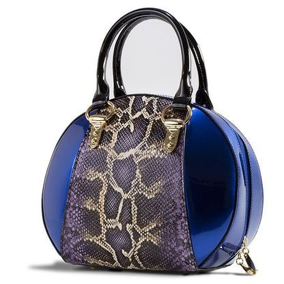 Svetlana Version 2 Python Print (Blue)Leather Handbag B15-0293BLU