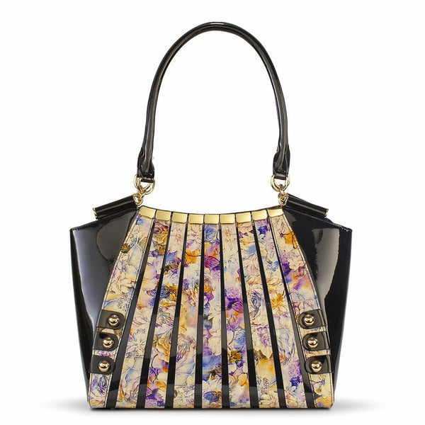 Irina Signature Series II Large Floral Print Calfskin Handbag B96-7610