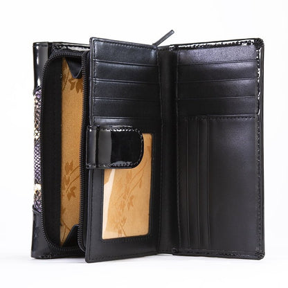 Python Print Black- Medium-Leather Wallet WB-502BLK