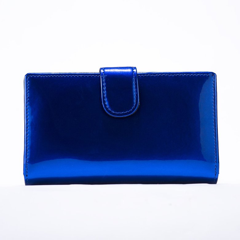 Python Print Blue - Medium-Leather Wallet WB-502BLU