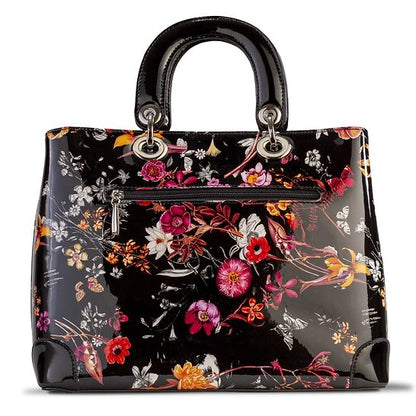 Galina Night Blossom Flower Print Lightweight Leather Handbag (Large) BH93-0873