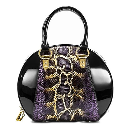 Svetlana Version 2 Python Print (Black)Leather Handbag B15-0293BLK