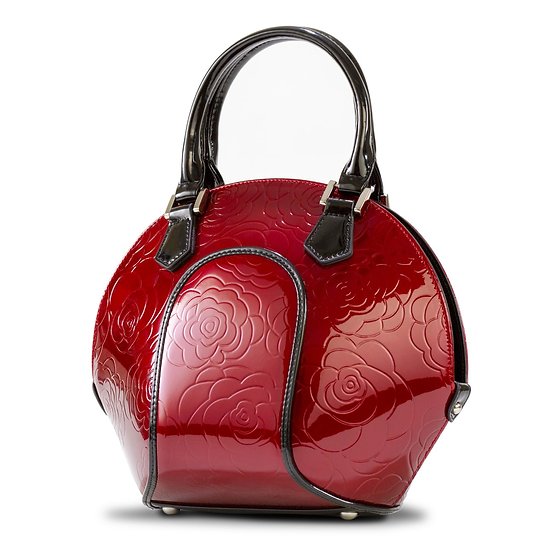 Svetlana Flower Print Red-Leather Handbag B1-9274RED