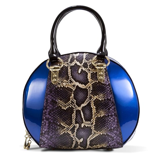 Svetlana Version 2 Python Print (Blue)Leather Handbag B15-0293BLU