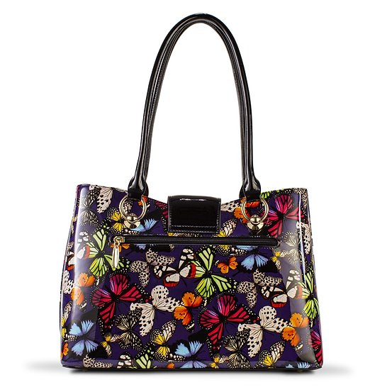 Lisa Multi Color Butterfly Print Tote Leather Handbag BH92-7677