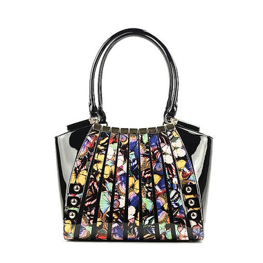 Irina Signature Series II Large Night Butterfly Print Leather Handbag BH91-7610