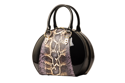 Svetlana Version 2 Python Print (Black)Leather Handbag B15-0293BLK