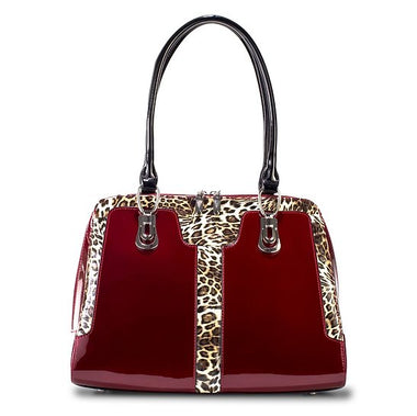 Diana Red Leopard Print Leather Handbag BH52-7573R