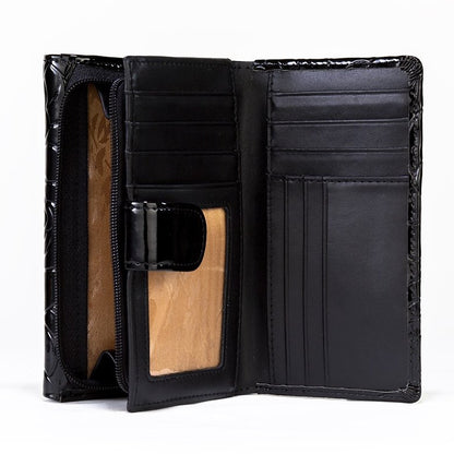 Black Wallet Flower Print Wallet  - Medium WB1-02B