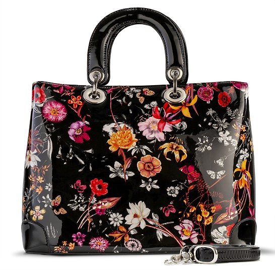 Galina Night Blossom Flower Print Lightweight Leather Handbag (Large) BH93-0873