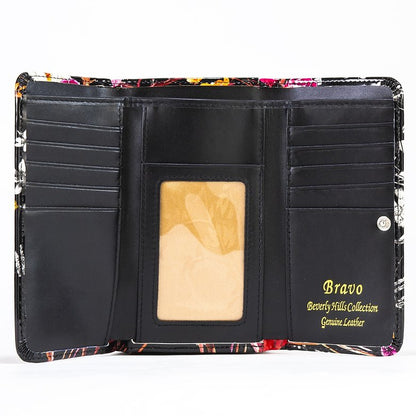 Night Blossom Flower Print -Medium-Leather Wallet WBH93-02