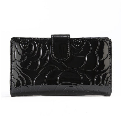 Black Wallet Flower Print Wallet  - Medium WB1-02B
